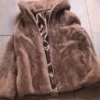  	Mens Brown Mink Fur Jacket With Hood