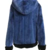  	Mens and Womens Blue Hooded Mink Fur Jacket