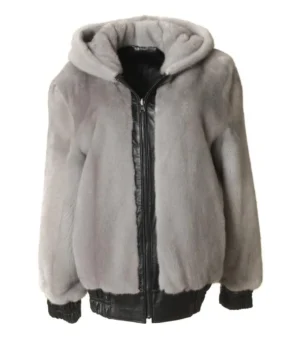  	Mens and Womens Reversible Mink Fur Bomber Jacket