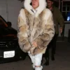  	Justin Bieber Mink Fur Hooded Jacket