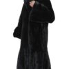  	Women’s Genuine Mink Fur Black Trench Coat