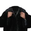  	Women’s Genuine Mink Fur Black Trench Coat