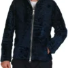  	Mens Blue Swakara Lamb Fur High Collar Jacket