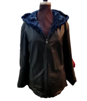  	Swakara Lamb Reversible Mens Jacket With Fur Hood