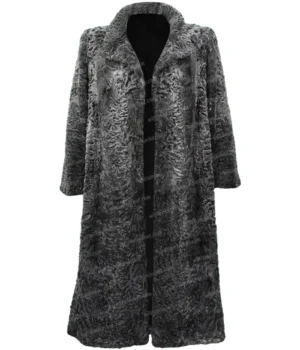  	Women Persian Lamb Broadtail Fur Winter Duster Black Coat