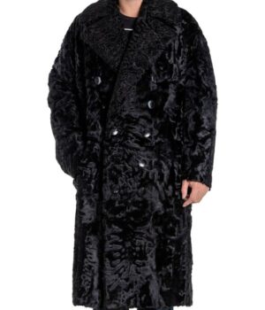  	Men’s Karakul Lamb Fur Double Breasted Trench Coat