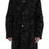  	Men’s Persian Lamb Fur Mid Length Black Coat