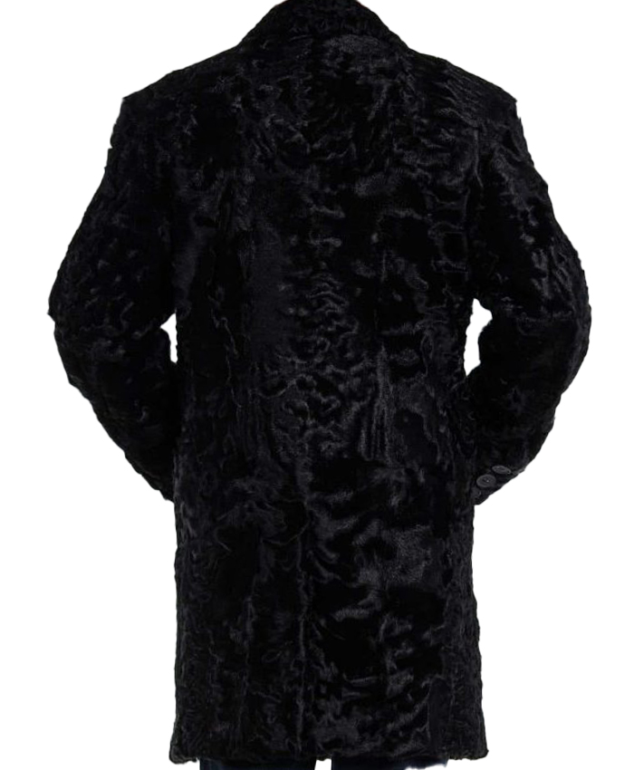 Men’s Persian Lamb Fur Mid Length Black Coat Men’s Persian Lamb Fur Mid Length Black Coat