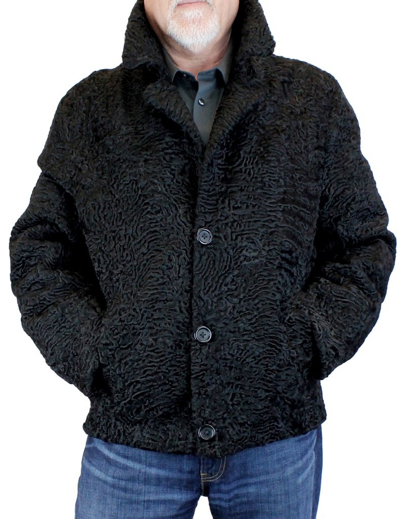Men’s Persian Astrakhan Lamb Fur Black Bomber Jacket Men’s Persian Astrakhan Lamb Fur Black Bomber Jacket
