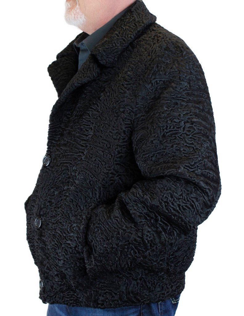Men’s Persian Astrakhan Lamb Fur Black Bomber Jacket Men’s Persian Astrakhan Lamb Fur Black Bomber Jacket