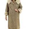  	Women’s Real Astrakhan Curly Lamb Mink Fur Collar Coat