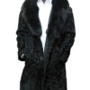  	Jeffery Persian Lamb Astrakhan Black Fox Fur Collar Coat