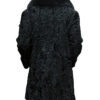  	Jeffery Persian Lamb Astrakhan Black Fox Fur Collar Coat