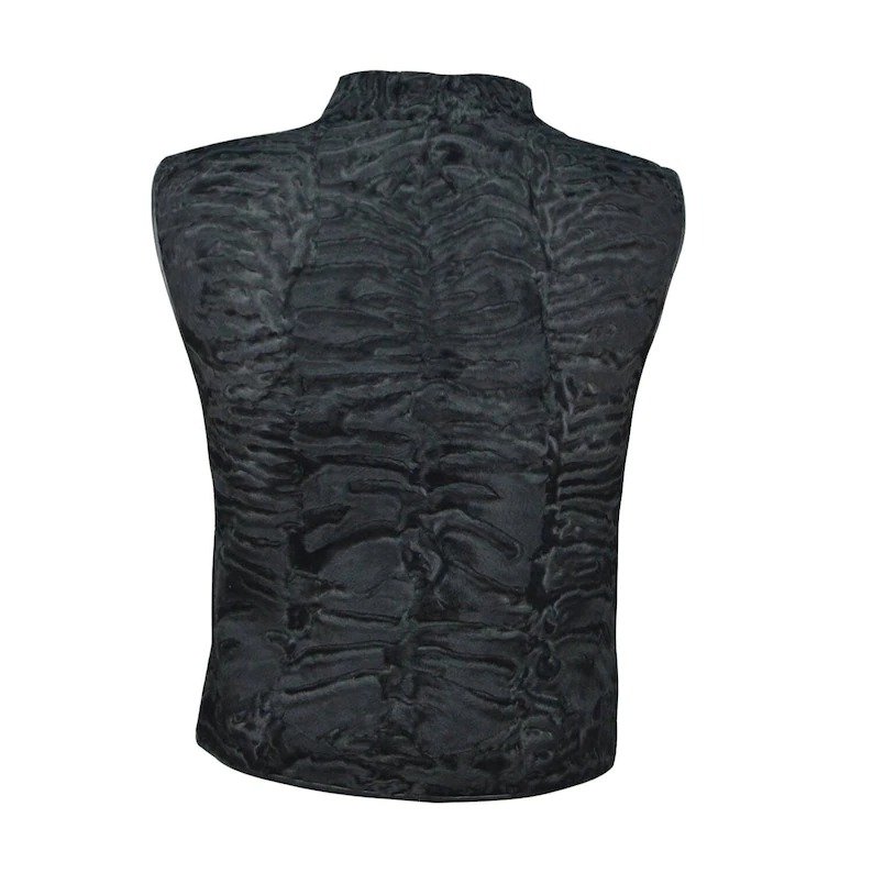 Winter Black Persian Lamb Fur Waistcoat Vest Winter Black Persian Lamb Fur Waistcoat Vest