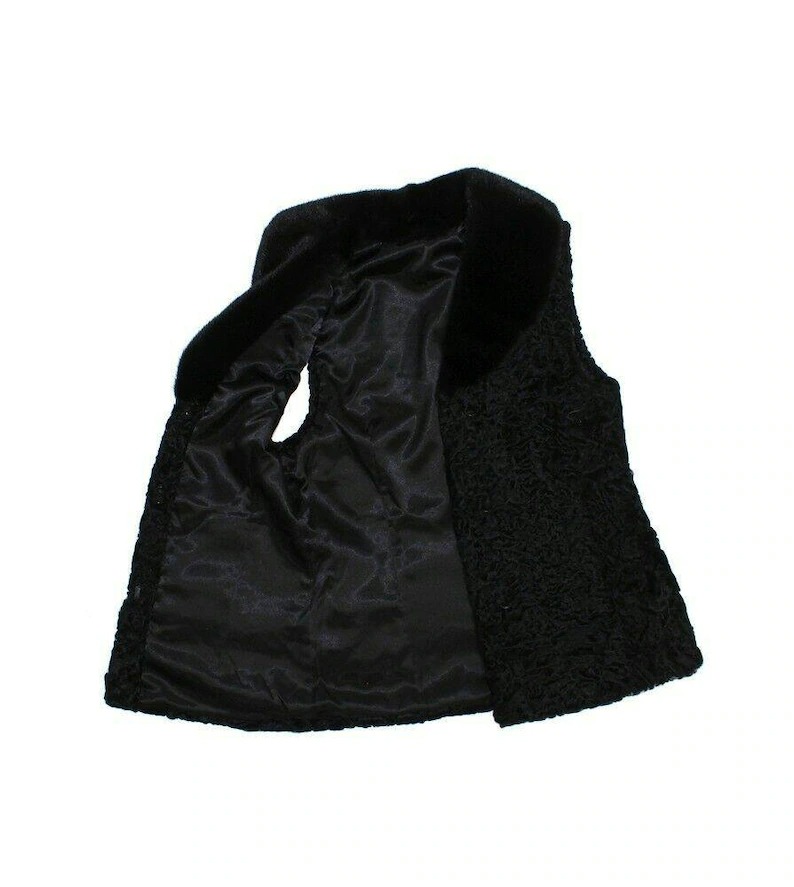 Winter Black Persian Lamb Fur Waistcoat Vest Winter Black Persian Lamb Fur Waistcoat Vest