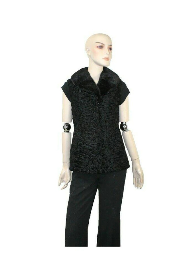 Winter Black Persian Lamb Fur Waistcoat Vest Winter Black Persian Lamb Fur Waistcoat Vest