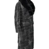 Grey Karakul Persian Lamb Fur Mink Collar Trench Coat Grey Karakul Persian Lamb Fur Mink Collar Trench Coat