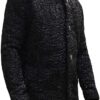  	Real Astrakhan Karakul Lamb Curly Fur Black Coat