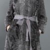  	Women Real Persian Lamb Fur Grey Trench Coat