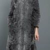  	Women Real Persian Lamb Fur Grey Trench Coat