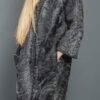  	Women Real Persian Lamb Fur Grey Trench Coat
