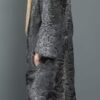  	Women Real Persian Lamb Fur Grey Trench Coat
