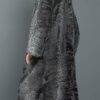  	Women Real Persian Lamb Fur Grey Trench Coat