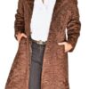  	Brown Fox Mink Fur Collar Swakara Lamb Fur Trench Coat