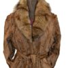  	Women Brown Karakul Fur Long Winter Trench Coat