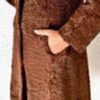  	Brown Fox Mink Fur Collar Swakara Lamb Fur Trench Coat