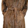  	Women Brown Karakul Fur Long Winter Trench Coat