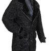  	Real Persian Lamb Mink Fur Collar Black Coat