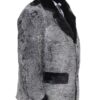 Men Swakara Wavy Mink Fur Straps Collar Gray Coat Men Swakara Wavy Mink Fur Straps Collar Gray Coat
