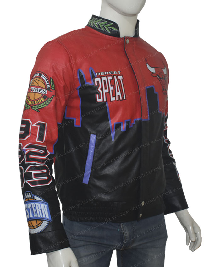 Three Peat Jeff Chicago Bulls Leather Jacket Three Peat Jeff Chicago Bulls Leather Jacket