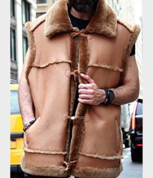  	Alexander Camel Brown Shearling Fur Vest