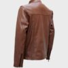  	Snap Tab Collar Classic Mens Brown Leather Jacket