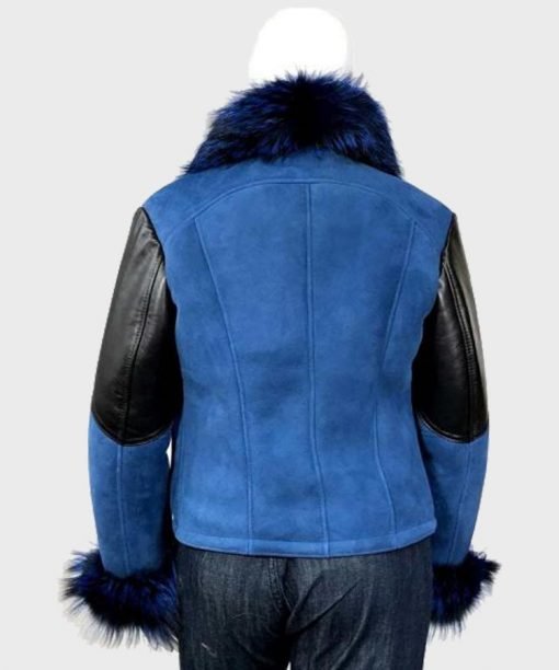 Anna Blue Shearling Sheepskin Leather Jacket Anna Blue Shearling Sheepskin Leather Jacket