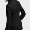  	Womens Black Wool Lapel Collar Pea Coat