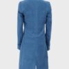 Womens Blue Double-Breasted Long Coat Womens Blue Double-Breasted Long Coat