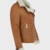 Jacqueline Tan Brown Shearling Suede Biker Jacket Jacqueline Tan Brown Shearling Suede Biker Jacket