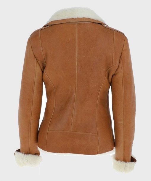 Jacqueline Tan Brown Shearling Suede Biker Jacket Jacqueline Tan Brown Shearling Suede Biker Jacket