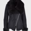  	Patricia Black Shearling Fur Leather Jacket