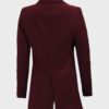 	Womens Maroon Wool Blend Pea Coat