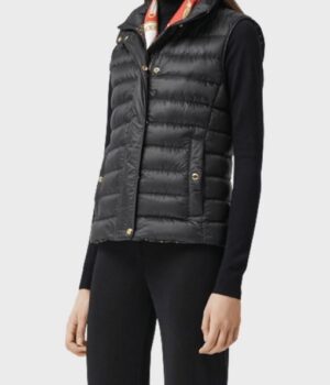  	Womens Black Puffer Parachute Vest