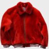  	Kayla Red Fur Sheep Bomber Jacket
