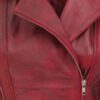  	Women’s Distressed Burgundy Biker Front Zipper Closure Jacket