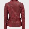  	Women’s Distressed Burgundy Biker Front Zipper Closure Jacket