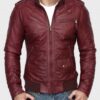  	Mens Kevin Burgundy Real Sheepskin Leather Jacket