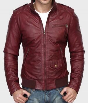  	Mens Kevin Burgundy Real Sheepskin Leather Jacket