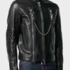  	Mens Black Cafe Racer Biker Soft Leather Jacket